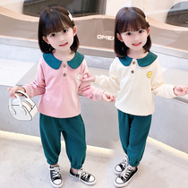 Super Foreign Air girl Autumn suit 2021 New Korean childrens doll collar clothes spring and autumn baby two-piece tide