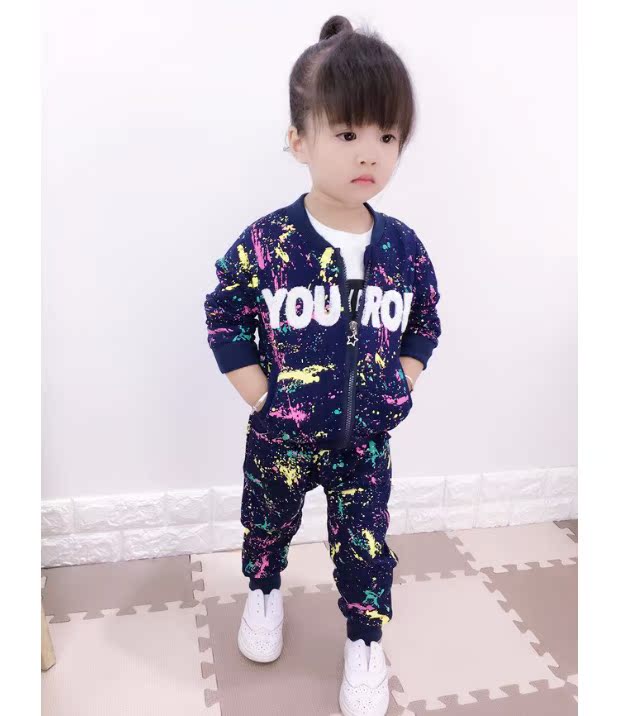 Quần áo trẻ em nam và nữ thể thao phù hợp với mùa xuân 2019 mới nước ngoài đồng phục bóng chày trẻ em quần áo nữ hai mảnh quan ao tre em