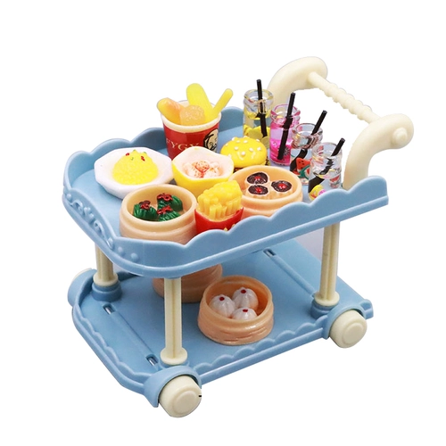Милый семейный кукольный домик, маленькая игра с едой, тележка, вагон-ресторан, модель автомобиля, фигурка, игрушка