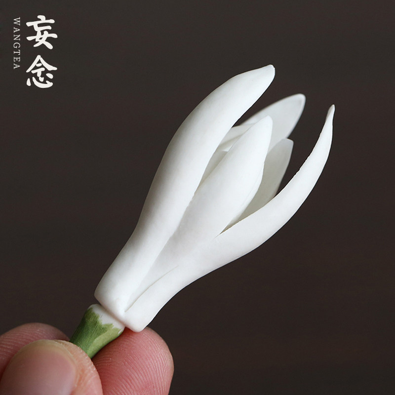 Delusion hand-pinched ceramics White jade Orchid tea Pet Creative ceramics Handmade tea play Tea mat decoration Tea set accessories