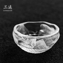 Ancient glass teacup Tea cup Master cup tea bowl Jade Porcelain glass frozen burning single cup tea light Kung Fu tea set