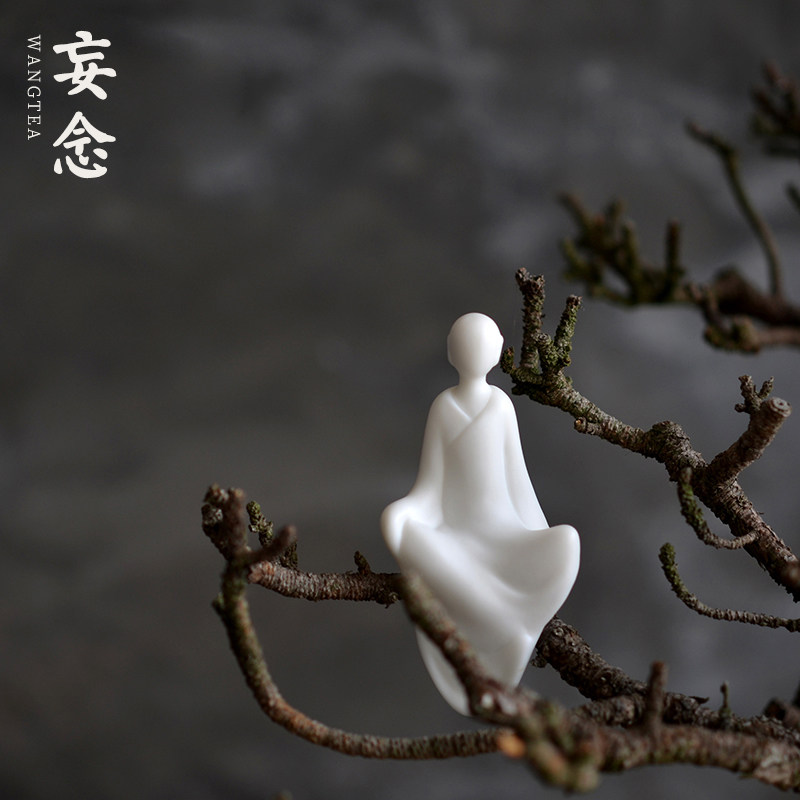 Delusional tea set Wuxiang Xiaosheng Pu Xiaoxian ceramic mutton fat jade porcelain Zen little monk tea ceremony home decoration