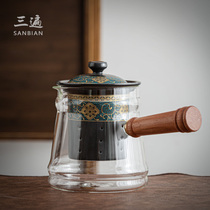 Three-pass heat-resistant glass teapot High temperature Japanese Teapot Household steaming teapot Filter cooking teapot Tea set