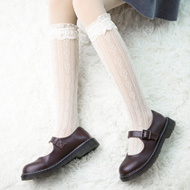  Custom Japanese lolita lace openwork pile socks JK college style thin maid calf socks middle tube