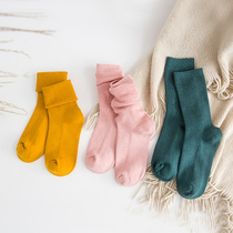 First edition of Pure Color Piles Socks socks minimalist Academy Wind Girl breathable cute sweet and sweet flat side midbarrel socks