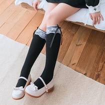 The magic ambassador is long for a long time) Day Lace Lace lace butterfly knot calf socks JK College Wind for a while