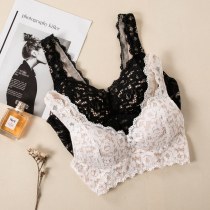 A strong push size chest is good to wear) Vest-style thin steel-free bra lace embroidered pseudo-skin sleep lingerie