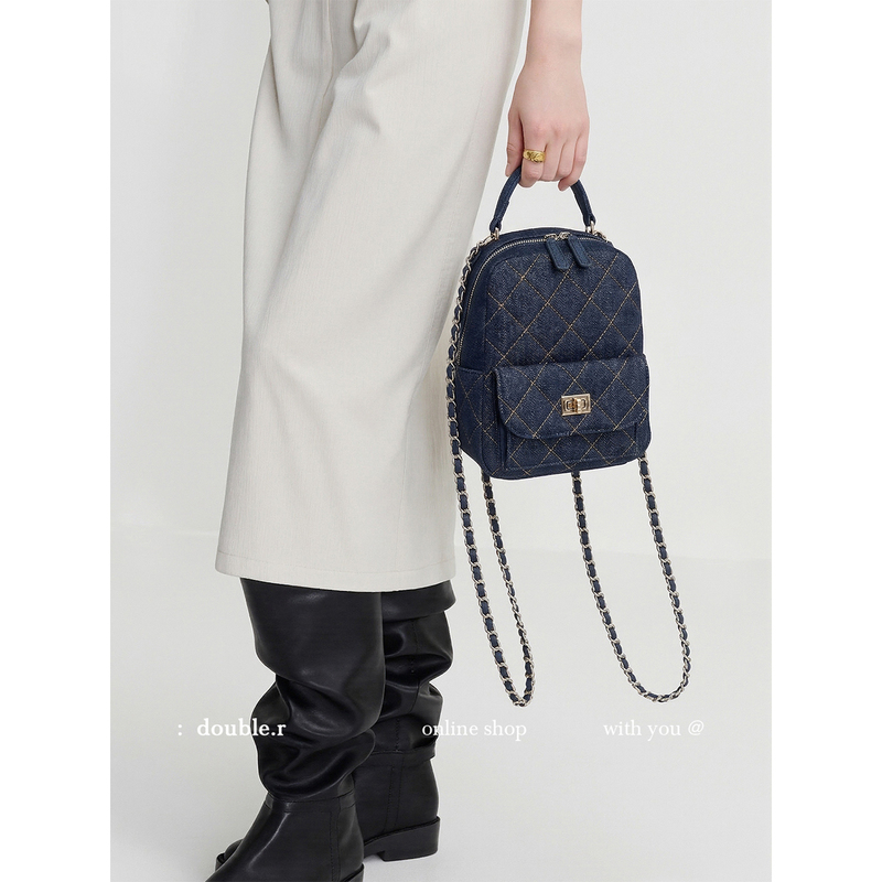 Xiaorui Liangbao Handmade Washed·Original Texture Denim Soft Denim Backpack 2026 New Model Diamond Chain Bag Xiaorui Liangbao Handmade Washed·Original Texture Denim Soft Denim Backpack 2026 New Model Diamond Chain Bag