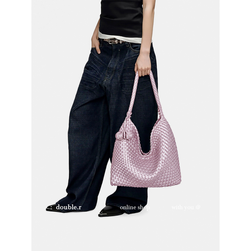 Original · Xiaorui Liangbao Gentle Power Pearl Purple Handmade Woven Bucket Bag for Women 2026 New Model Large Capacity