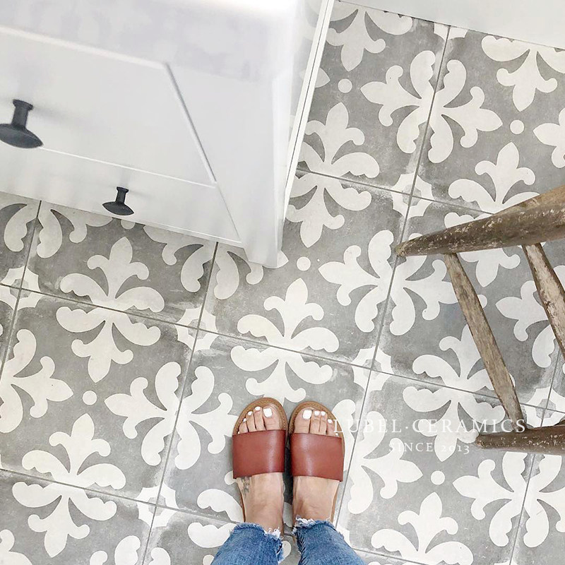 Vintage handmade light gray tiles Nordic 200x200 small tiles Balcony bathroom kitchen wall tiles Floor tiles