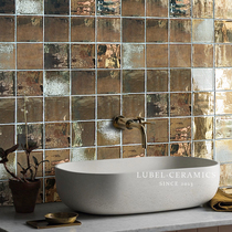 Six Bay Green Metal Glazed Face Wall Brick Mesh Red Retro Small Square Brick Toilet Bathroom Balcony Art Tile North