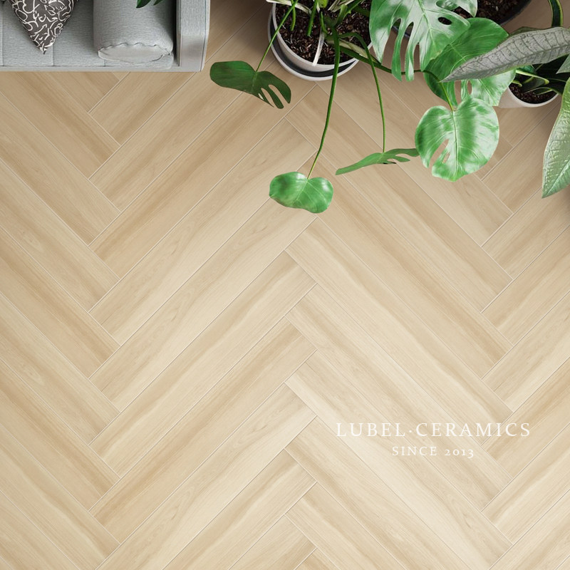 Six - bay cream tile tiles of wood - grained wood floor 150x900 living room bedroom style