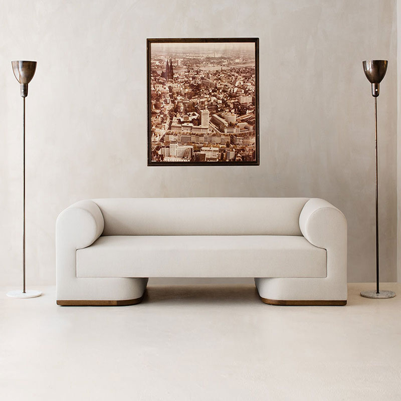 Sketch Furniture Simple Modern Solid Wood Three-person Fabric Sofa Designer Model Homestay Light Luxury Sofa