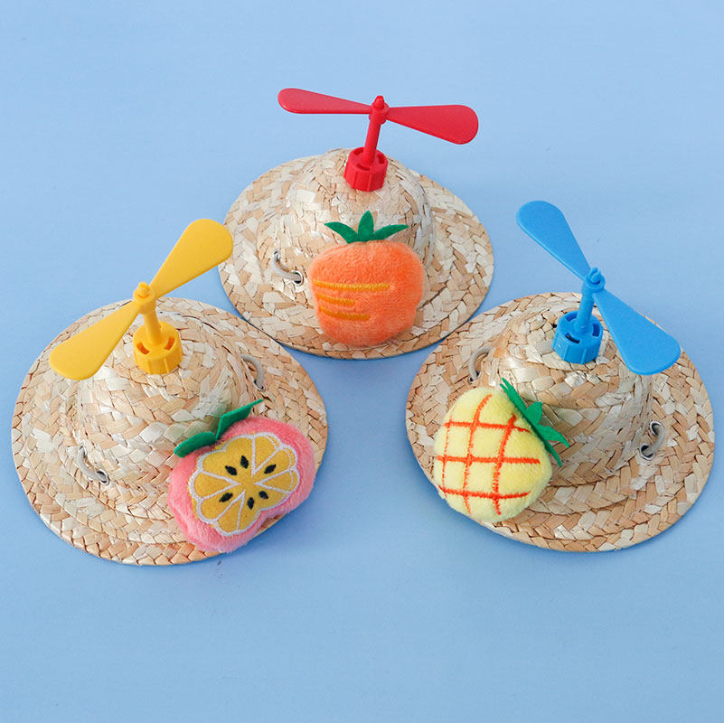 Pet hat cat headdress small dog summer shade straw hat dog headgear birthday hat cute photo supplies