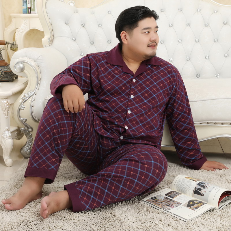 Xuân Thu ve áo cardigan mens dài tay bông đồ ngủ 5XL tăng mỡ người đàn ông béo béo chàng trai 300 pound quần áo nhà thiết.