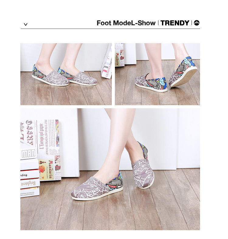 Giày nữ Jm happy Mary 2018 mới mùa xuân sinh viên doodle phẳng thoải mái giày vải giản dị 61888W - Plimsolls giày sục thể thao