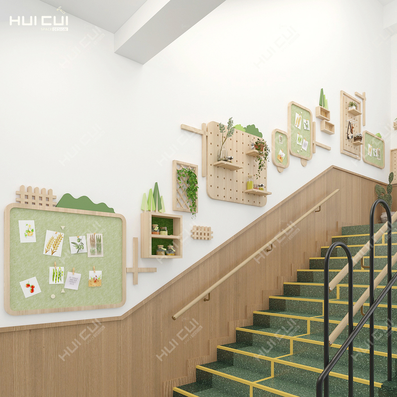 Kindergarten Stairwell Corridor Theme Wall Decoration with Natural and Fresh Solid Wood Frame Creative Display Board Decoration Kindergarten Stairwell Corridor Theme Wall Decoration with Natural and Fresh Solid Wood Frame Creative Display Board Decoration