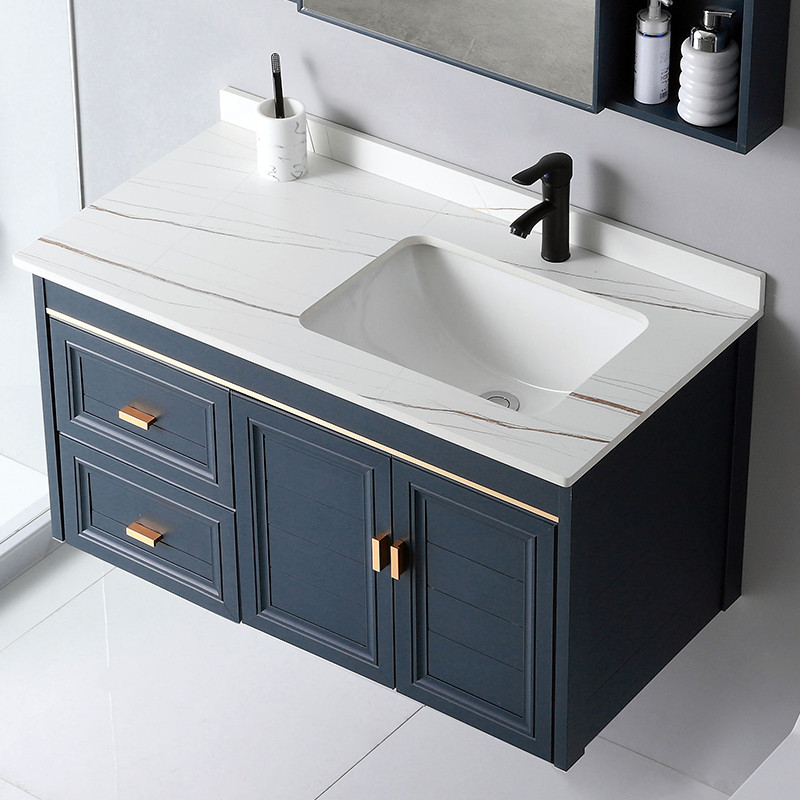 Light luxury simple space aluminum alloy bathroom cabinet Powder room basin sink Small household wash basin cabinet combination