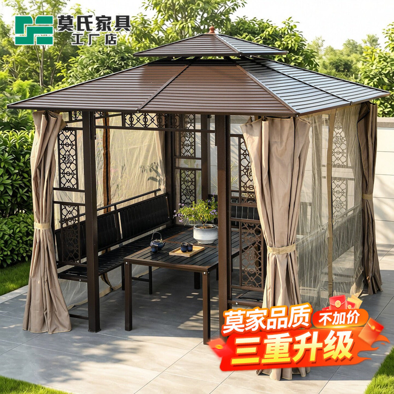 Outdoor Galvanized Roof Upgrade and Reinforcement for Large Gazebo, Courtyard, Villa Garden, Outdoor Arrangement, Terrace, Open-Air Balcony