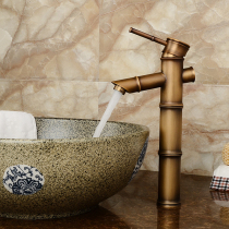 Factory custom European basin faucet antique pure copper basin faucet art basin classical bamboo joint hot and cold water dragon