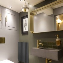 Bathroom mirror hotel decorative mirror Nordic high-definition decorative brass wall-mounted mirror toilet vanity mirror frameless customization