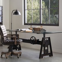 Industrial style bar long table cafe table desk long table retro barbecue iron solid wood conference table