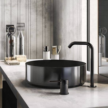 Light luxury style minimalist Italian design imported same Hotel Villa toilet round copper metal table Basin