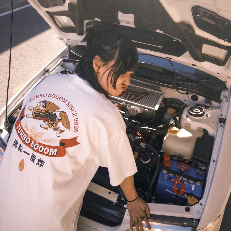 Lbwk Tokyo Jdm Modified Car Culture Print Men's and Women's Couple American Retro Street Short-Sleeved T-Shirt