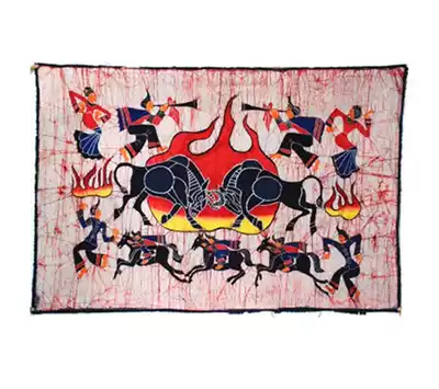 Guizhou Miao handicraft cotton batik painting dining room hotel Inn decoration painting Yunnan Dali ethnic style