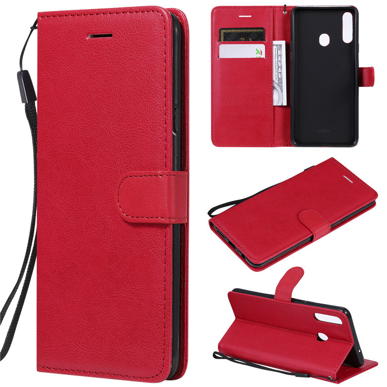 Suitable for Samsung Galaxy A20S Phone Case, Anti-Drop A20S Protective Leather Case, Solid Color Anti-Drop Soft Flip Cover
