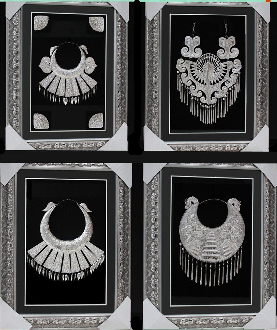 Wall decoration painting ethnic style Miao silver decoration Decorative Painting Bar Decorations Hotel Dining Hall Wall Decoration Hanging Accessories