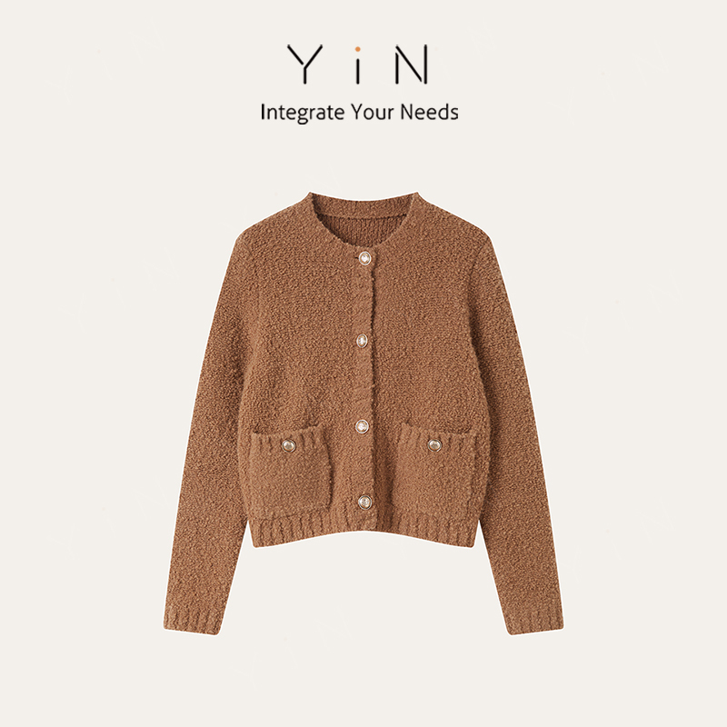 "Mtt" Camel Wool Teddy Velvet 4-Button Round Neck Cardigan 24136 "Mtt" Camel Wool Teddy Velvet 4-Button Round Neck Cardigan 24136