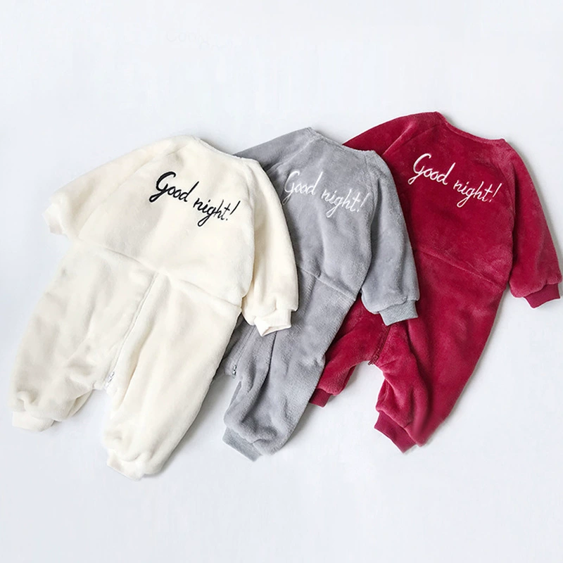 Túi ngủ trẻ em mùa thu và mùa đông dày flannel đồ ngủ một mảnh nam và nữ bé san hô lông cừu dịch vụ nhà romper bộ body suit
