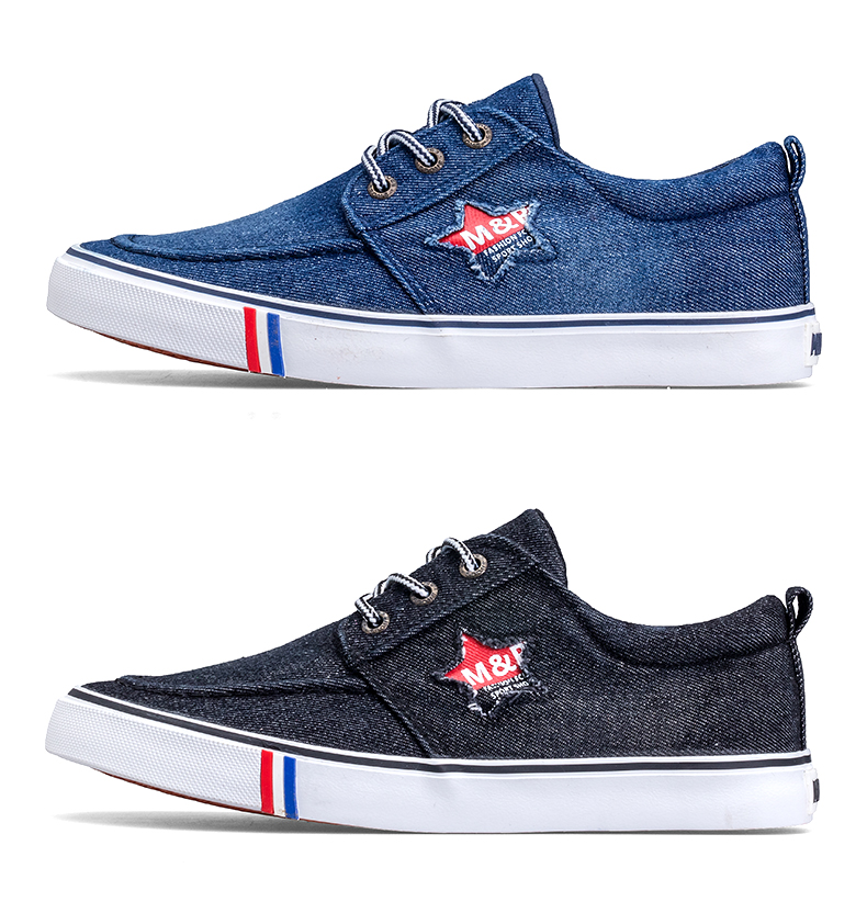 Giày nam đôi sao (Vải denim mùa hè thoáng khí Retro dành cho sinh viên tuổi teen Xu hướng mới - Plimsolls giày thể thao nam