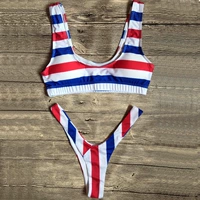 2019 sọc khâu bikini bikini chia tách áo tắm spa mùa xuân nóng bỏng áo tắm bên bờ biển bikini - Bikinis đồ bơi cho người béo bụng