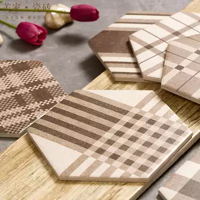 British hexagonal brick cloth pattern Flower tile tile floor tile living room balcony tile cement tile non-slip wall brick dining room