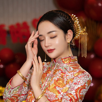 Bride headdress Golden Phoenix Tassel Hairpin Classical Hair Simple Atmosphere Ancient Style Toast Dress Hair Set