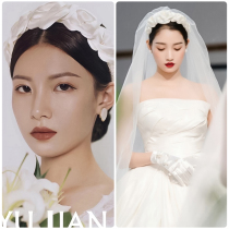 French literary retro handmade rose Camellia satin flower bridal headgear wedding dress cheongsam accessories