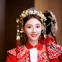 Bride hair ornaments ancient style gown National style wedding accessories cloisonne atmospheric phoenix crown Xiuhe ancient costume headdress