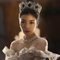 Atmospheric heavy industry rhinestone crown Bride wedding photo stage Birthday party domineering crown headdress Japanese and Korean jewelry