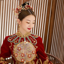 Xiuhe clothing bride headdress Chinese wedding costume wedding toast clothing accessories retro red tassel step shake hair accessories