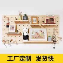 Cave board wooden kitchen wall wall storage rack Nordic adhesive hook decorative laminate display rack Custom Special