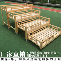 Kindergarten nap bed early education center care class bed elementary school student four-person solid wood childrens nap bed sliding drawer bed