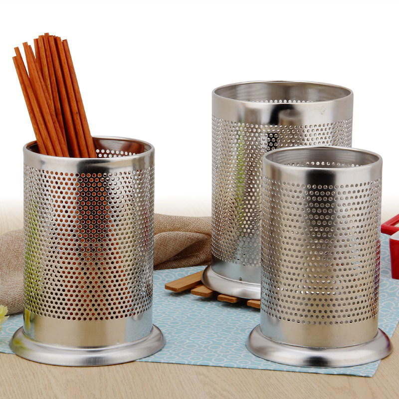 Stainless steel dense hole chopstick cylinder thickened chopstick cylinder milk tea shop straw cylinder barrel cage chopstick holder containing chopstick case