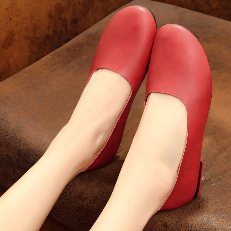 Anaishi Handmade Mori Women's Shoes Original Retro Art Women's Single Shoes Large Size Flat Bottom Shallow Leather Women's Boat Shoes