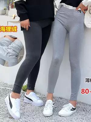 Plus velvet high waist pants women wear kitten pants slim thick high elastic velvet Gray plus size trousers