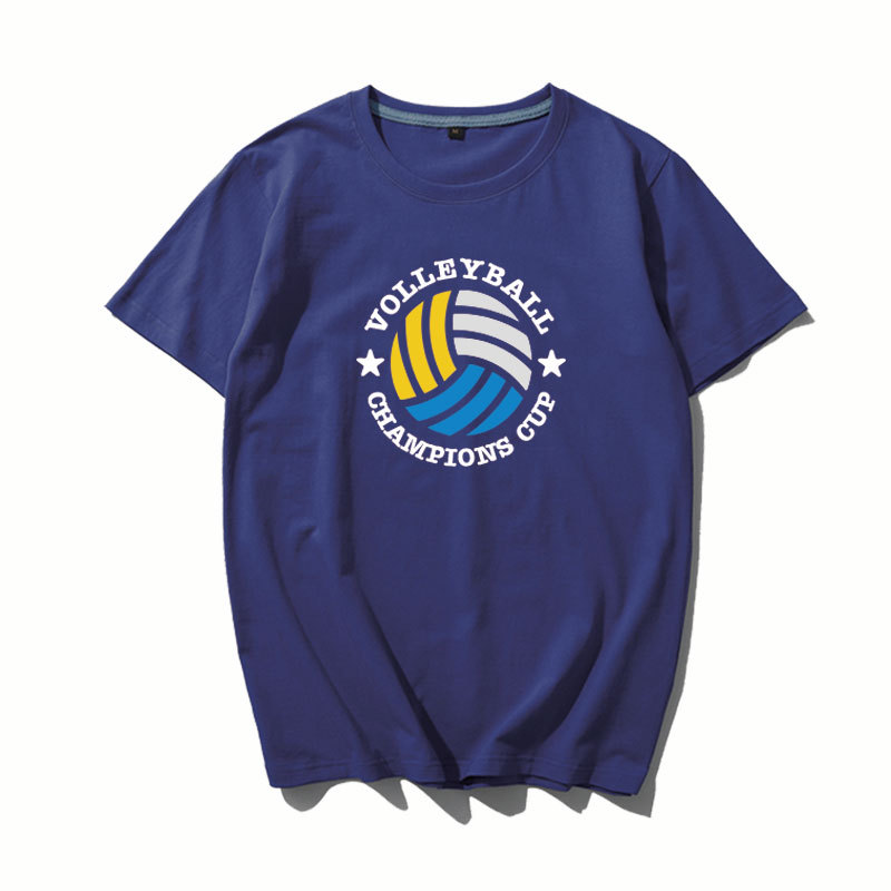 Volleyball Never Stops, Volleyball Team Training Uniforms, Peripheral T-Shirts, Short-Sleeved Shirts for Men and Women, Pure Cotton Half-Sleeve Shirts, T-Shirts, Clothes