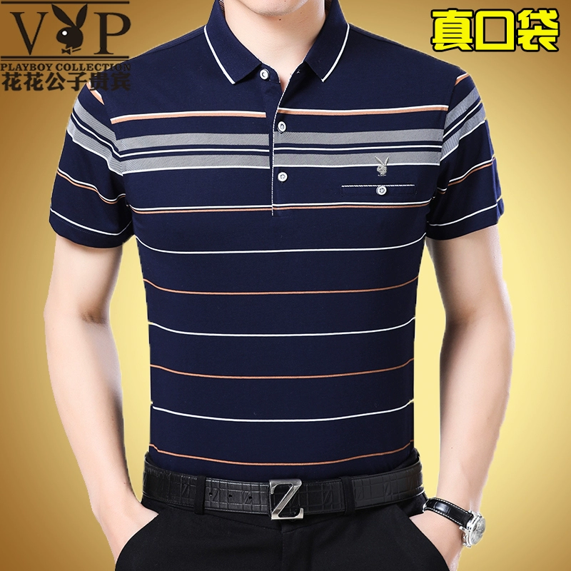 Đàn ông trung niên áo thun ngắn tay nam mùa hè bằng vải cotton mùa hè Đàn ông trung niên lỏng lẻo áo thun tay áo bố áo thun nam cổ tròn