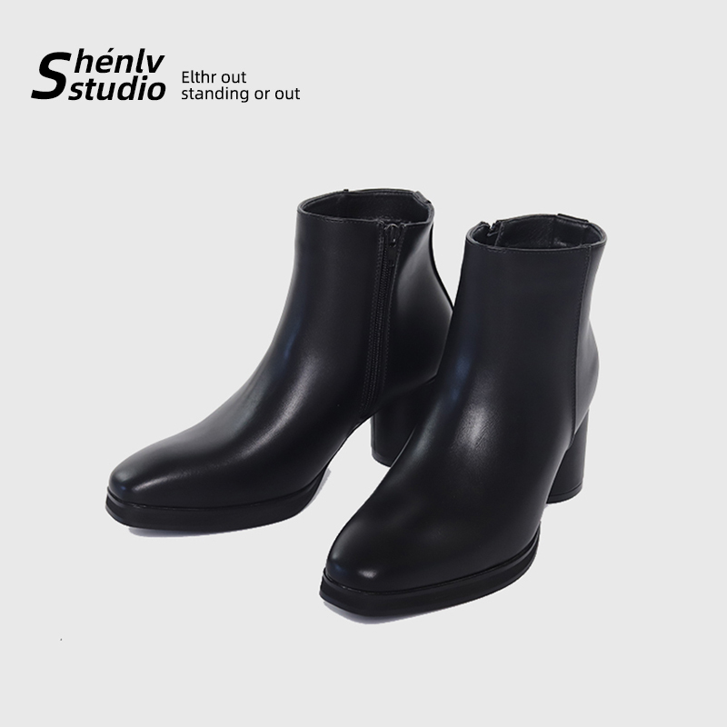 Shenlv Studio Small Square Toe Chelsea Boots Men's Side Zipper High Heel Boots Height Increase 8cm Pointed Toe Short Boots Shenlv Studio Small Square Toe Chelsea Boots Men's Side Zipper High Heel Boots Height Increase 8cm Pointed Toe Short Boots