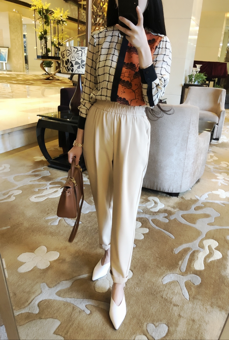 Fei Qian reg light luxury fat leg savior super thin Harun bud pants women's high waist autumn 2021 new spring